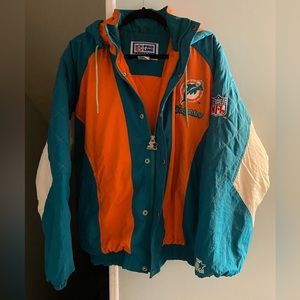 Vintage Authentic NFL Pro Line Insulated Miami Dolphins Starter Jacket.